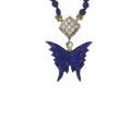 Naszyjnik motyl z diamentami lapis lazuli