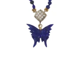 Naszyjnik rzeźbiony motyl z diamentami i lapis lazuli