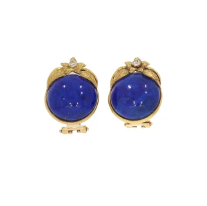 Kolczyki złote lapis lazuli i diamenty