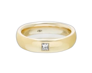 Obrączka z żółtego złota z diamentem