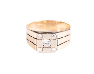 Złoty sygnet z 5 diamentami ok. 0,27 ct