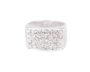 Sygnet w białym złocie z 28 diamentami, ok. 0,85 ct