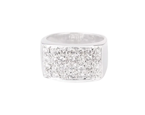 Sygnet w białym złocie z 28 diamentami, ok. 0,85 ct