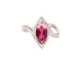 Pierścionek z rodolitem ok. 1,5 ct i diamentami