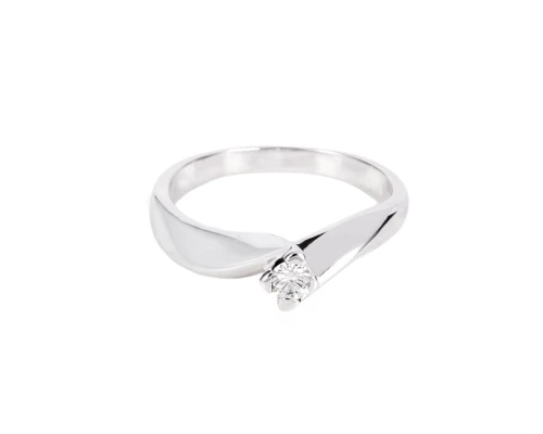 Pierścionek zaręczynowy w białym złocie z diamentem ok. 0,12 ct