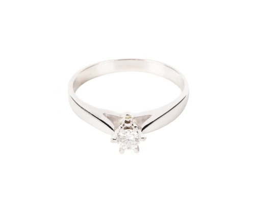 Pierścionek zaręczynowy w białym złocie z diamentem ok. 0,15 ct
