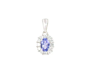 Złota zawieszka z tanzanitem ok. 0,45 ct oraz diamentami